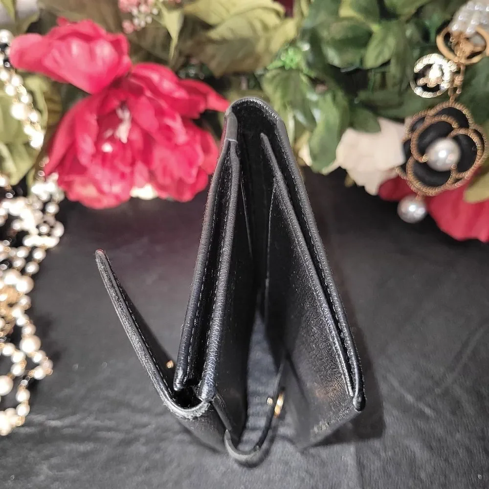 Chanel Calfskin Button Line CC Logo Long Flap Wallet with Dust Bag With COA